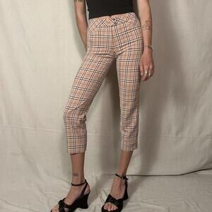 VTG Y2k baribe Pink Plaid Mid Rise Trousers Pants Slacks Emo Goth Grunge
